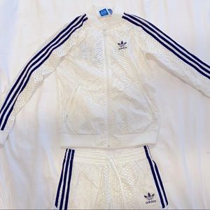 Adidas White Tracksuit Set